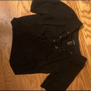 Black crop top tie up in the front